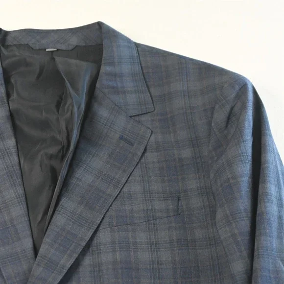 Bonobos 44L Plaid Marzotto Wool Zip Pocket Soft Shoulder Suit Jacket Sport Coat